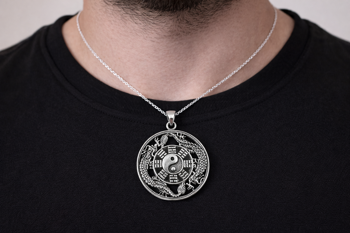 Yin Yang Bagua Dragon Pendant