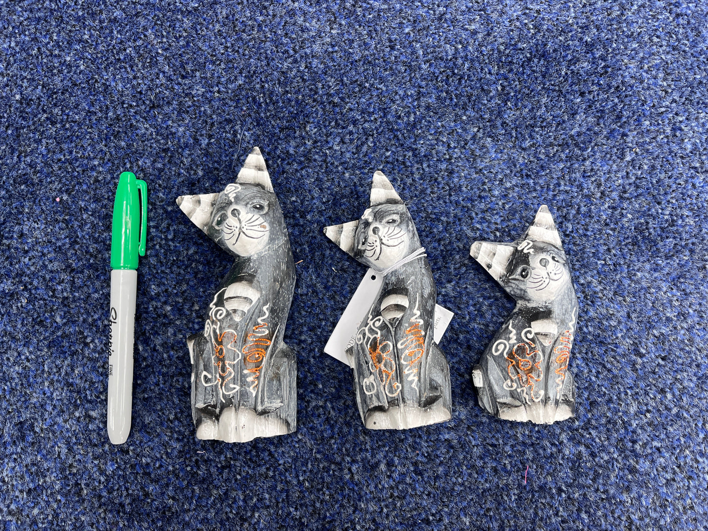 Handmade wooden cats set