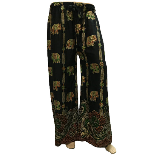 Ganesha Handicrafts Indian Style Elephant Print Loose Trousers, Trousers, Loose Trousers, Print Trousers, Elephant Print Lose Trousers, Indian Style Trousers, Black Trousers