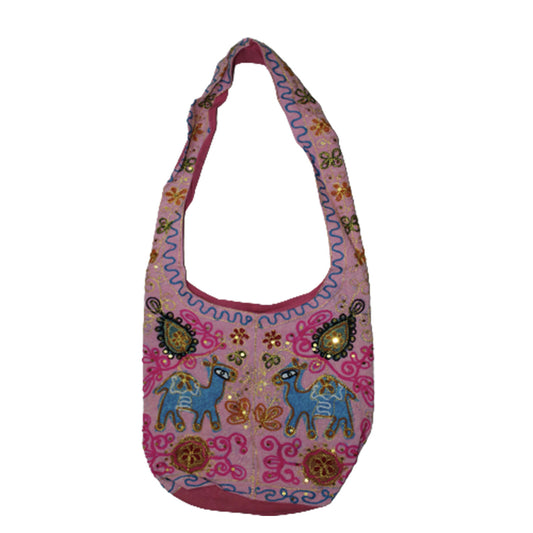 Ganesha Handicrafts, Embroidered Cotton Silk Sling Bag, Beautiful Animal Print Embroidered Cotton & Silk Sling Bag, Womens Beautiful Animal Print Embroidered Cotton & Silk Sling Bag, Womens-Fashion Bags, Silk Sling Bag.