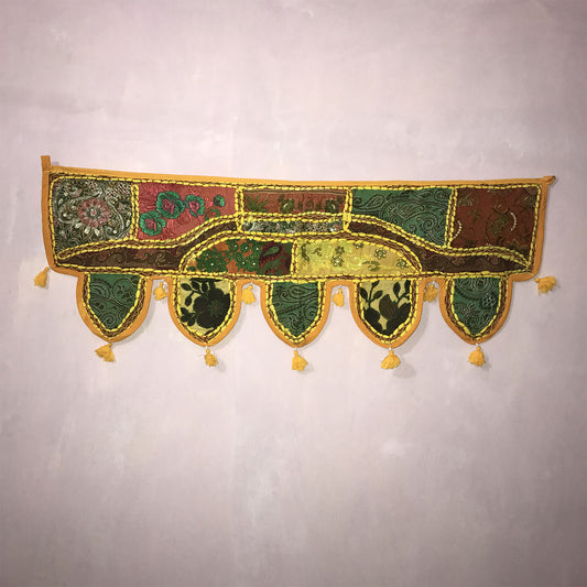 Ganesha Handicrafts, Beautiful Indian Style Door Hanging, Door Hanging, Indian Style Door Hanging, Traditional Door Hanging. Yellow Colour Door Hanging.