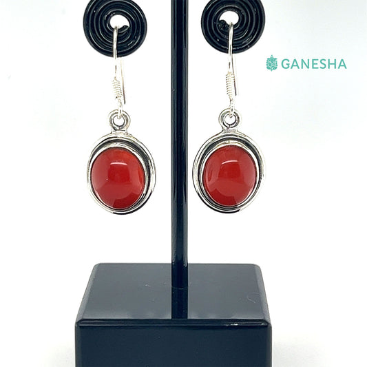Ganesha Handicrafts, Carnelian-925 Sterling Silver Jewellery Gift Set With Free Chain, Fashion for Women Carnelian Sterling Silver. Red Colour Carnelian-925 Sterling Silver Chain.