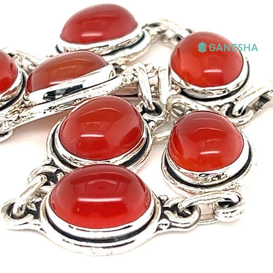 Ganesha Handicrafts Carnelian Bracelet (925) Sterling Silver, Silver Bracelet, Sterling Silver, Carnelian Bracelet(925), carnelian Silver