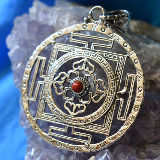 Ganesha Handicrafts, Coral Mandala Pendant (925), Coral Pendant, 925-Coral Mandala Pendant, Women's Trending Pendant, New Model Pendant, Womens New Modern Pendant, Fashion For Womens Pendant.