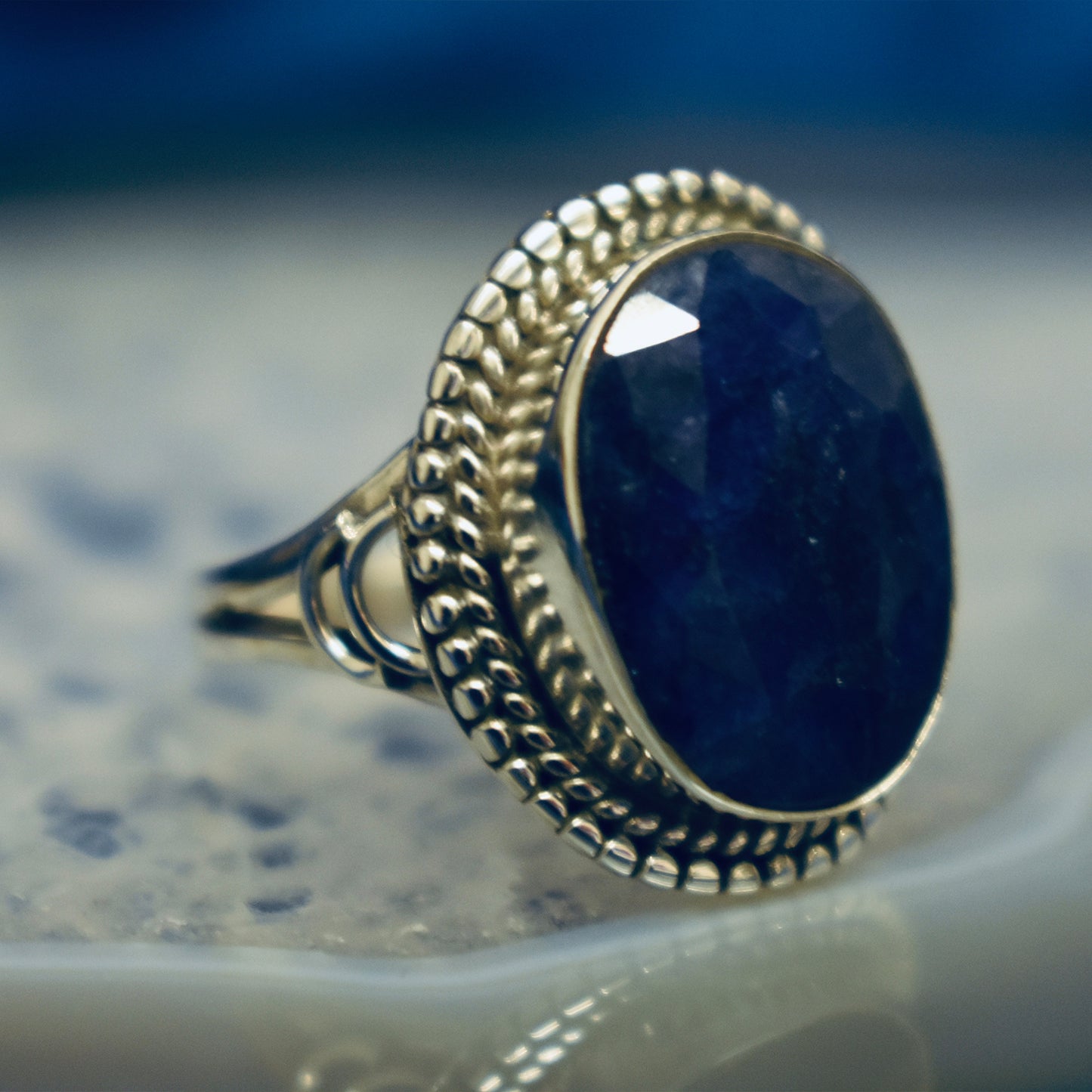 Ganesha Handicrafts, Detailed Sapphire Ring, Sapphire Ring, Womens Trending Ring, New Womens Model Ring, Women's Stylish Modern Ring.