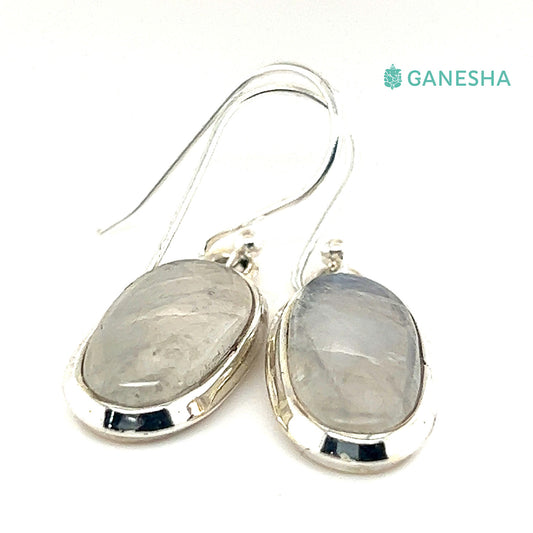 Ganesha Handicrafts, Moonstone Double-Drop Earrings - Sterling Silver (925), Moonstone Double-Drop Silver Earrings, 925 Double Drop Silver Earrings, Women's Trending Earring, Womens Stylized Earrings.