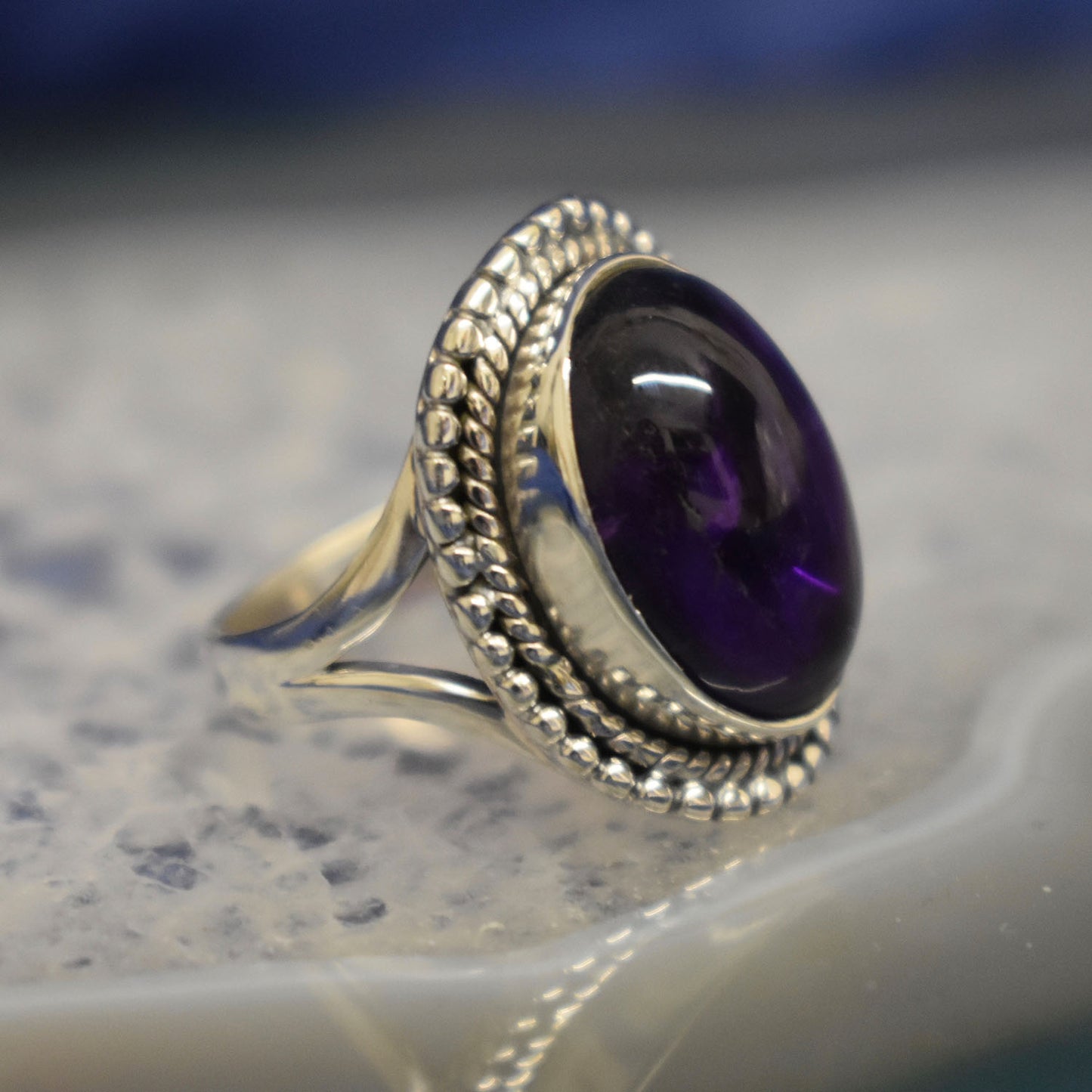 Ganesha Handicrafts, Double Trim Amethyst Ring, Amethyst Ring, Womens trending Ring, New Model Ring, Womens Modern Ring, Stylish Ring for Women's.