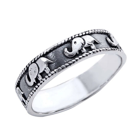 Ganesha Handicrafts, Elephant Band - Sterling Silver Ring, Elephant Band Ring, Band, Sterling Band, Silver Ring, Bisexual Band, Bisexual Ring, Stylish Band.