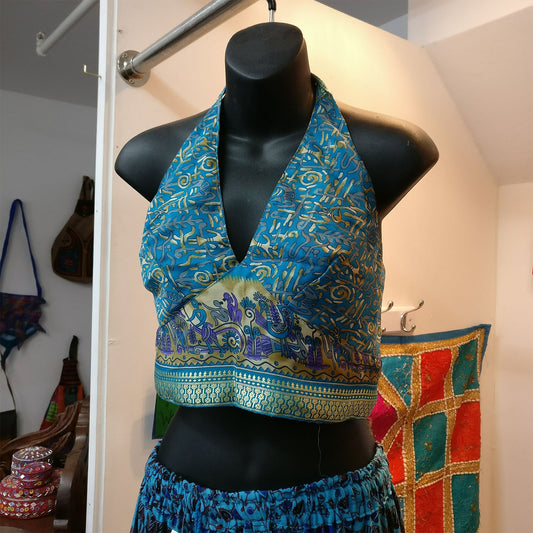 Ganesha Handicrafts-Womens Chili indian crop top Dancewear Blue Tribal, Womens choli indian Crop to dancewear Blue, Dancewear Blue Tribal. Womens Crop Top Dancewear, Choli Indian Womens Dance wear.