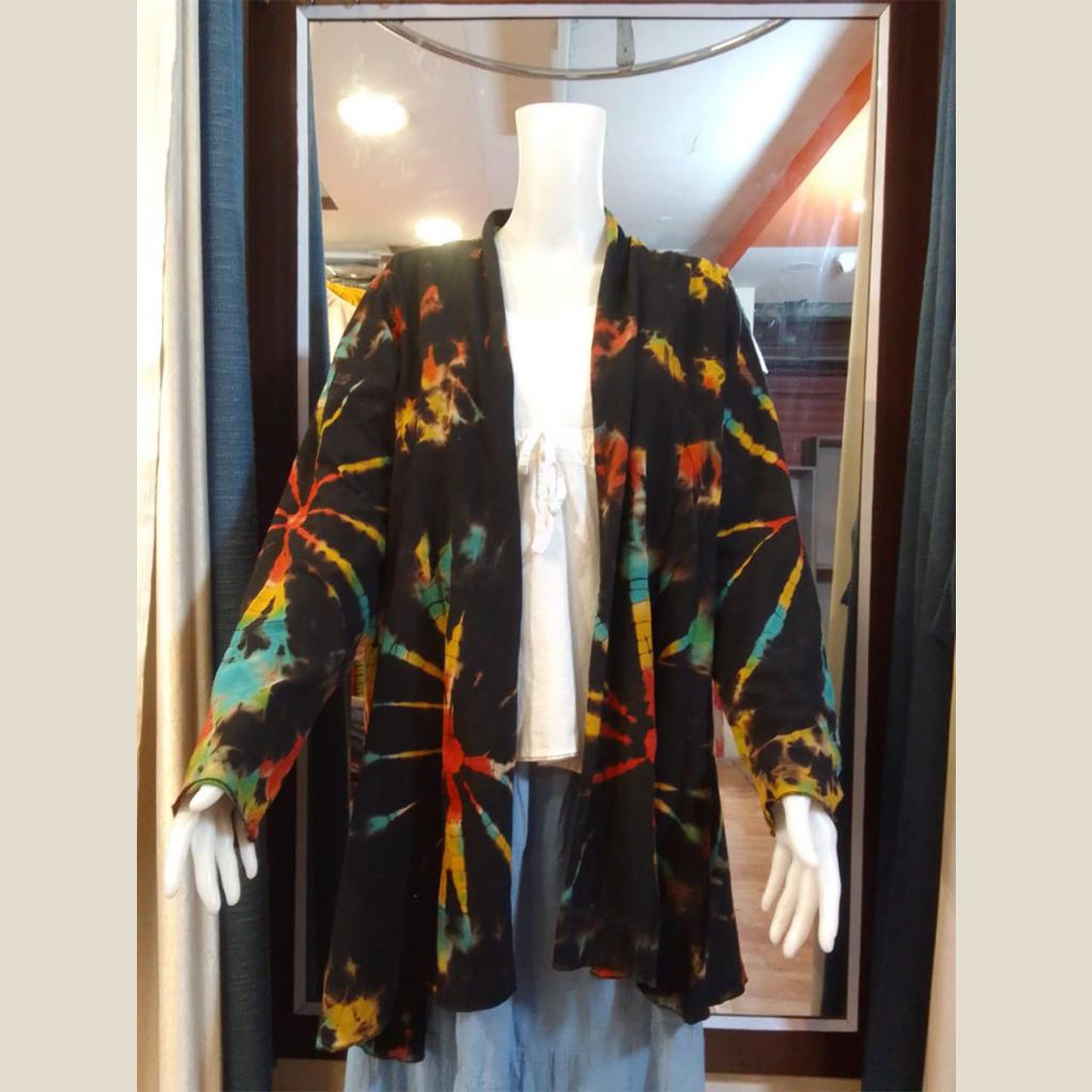 Ganesha Handicrafts- Women Open cardigan super stretchable Black Multicoloured, Women open Cardigan Super Stretchable, Open Cardigan super Stretchable for women, Block Multicoloured Open Cardigan Stretchable For Women.