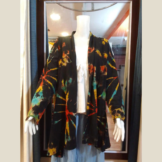 Ganesha Handicrafts- Women Open cardigan super stretchable Black Multicoloured, Women open Cardigan Super Stretchable, Open Cardigan super Stretchable for women, Block Multicoloured Open Cardigan Stretchable For Women.