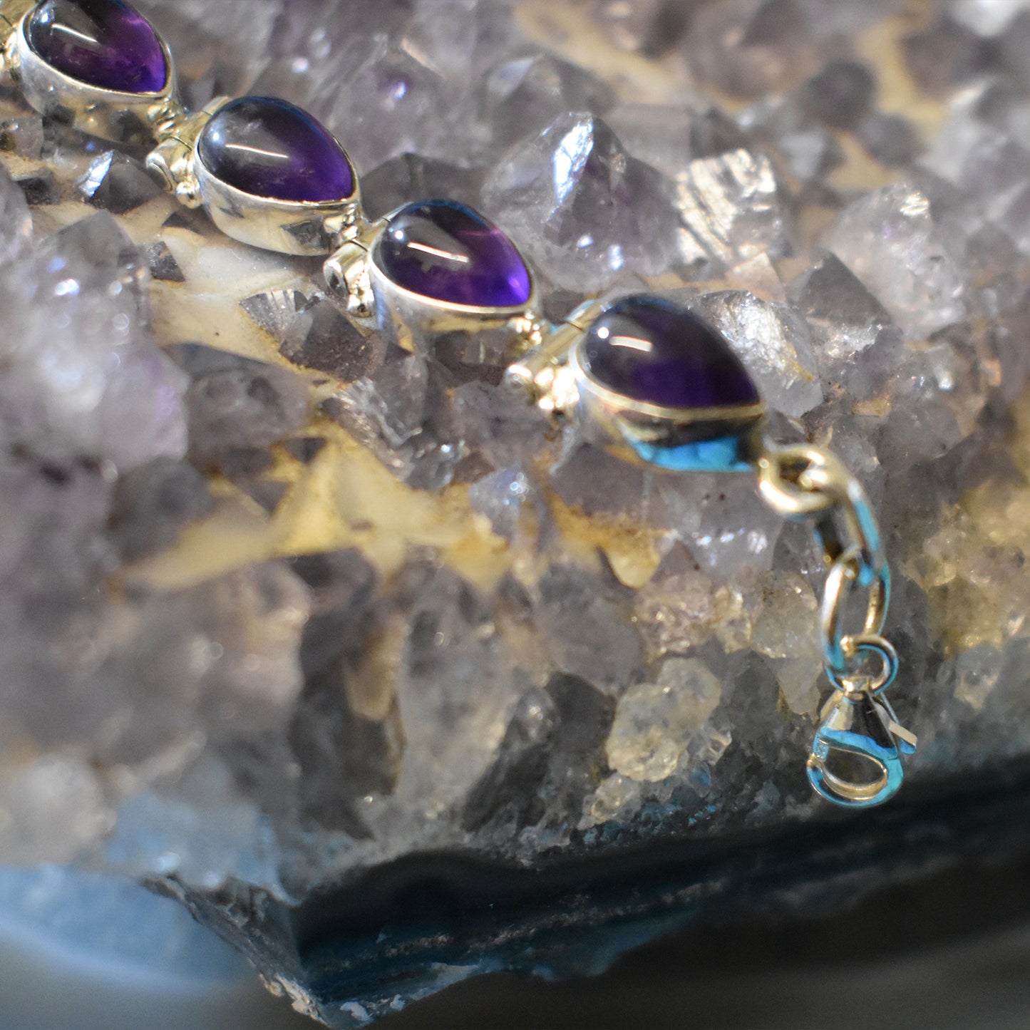 Ganesha Handicrafts, Sterling Silver Amethyst Bracelet (925), Silver Amethyst Bracelet, 925-Sterling Silver Bracelet, Amethyst Bracelet, Womens Trending Bracelet, Fashion For Women's Bracelet.