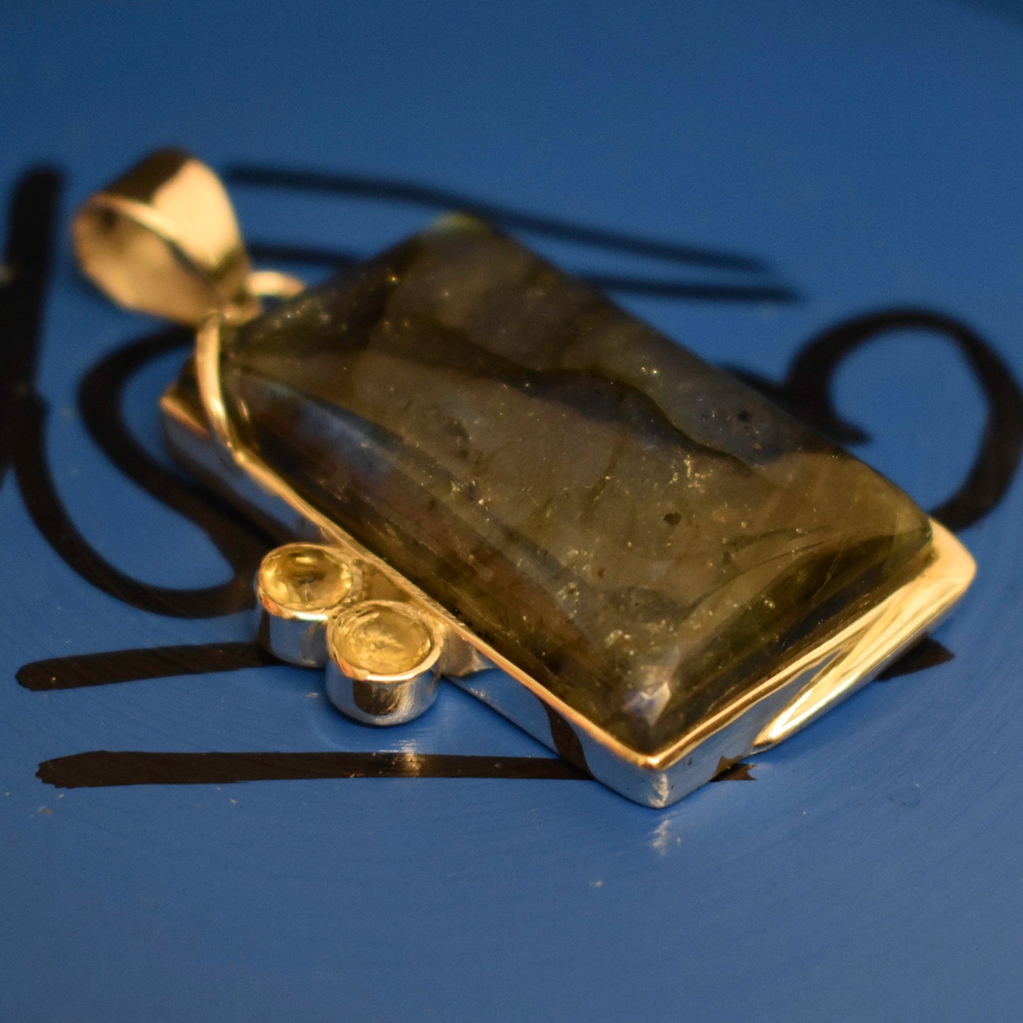 Ganesha Handicrafts, Labradorite and Citrine Drop, Citrine Drop, Women's New Modern Drop Pendant, New Model Women's Pendant, Women's Stylish Pendant.