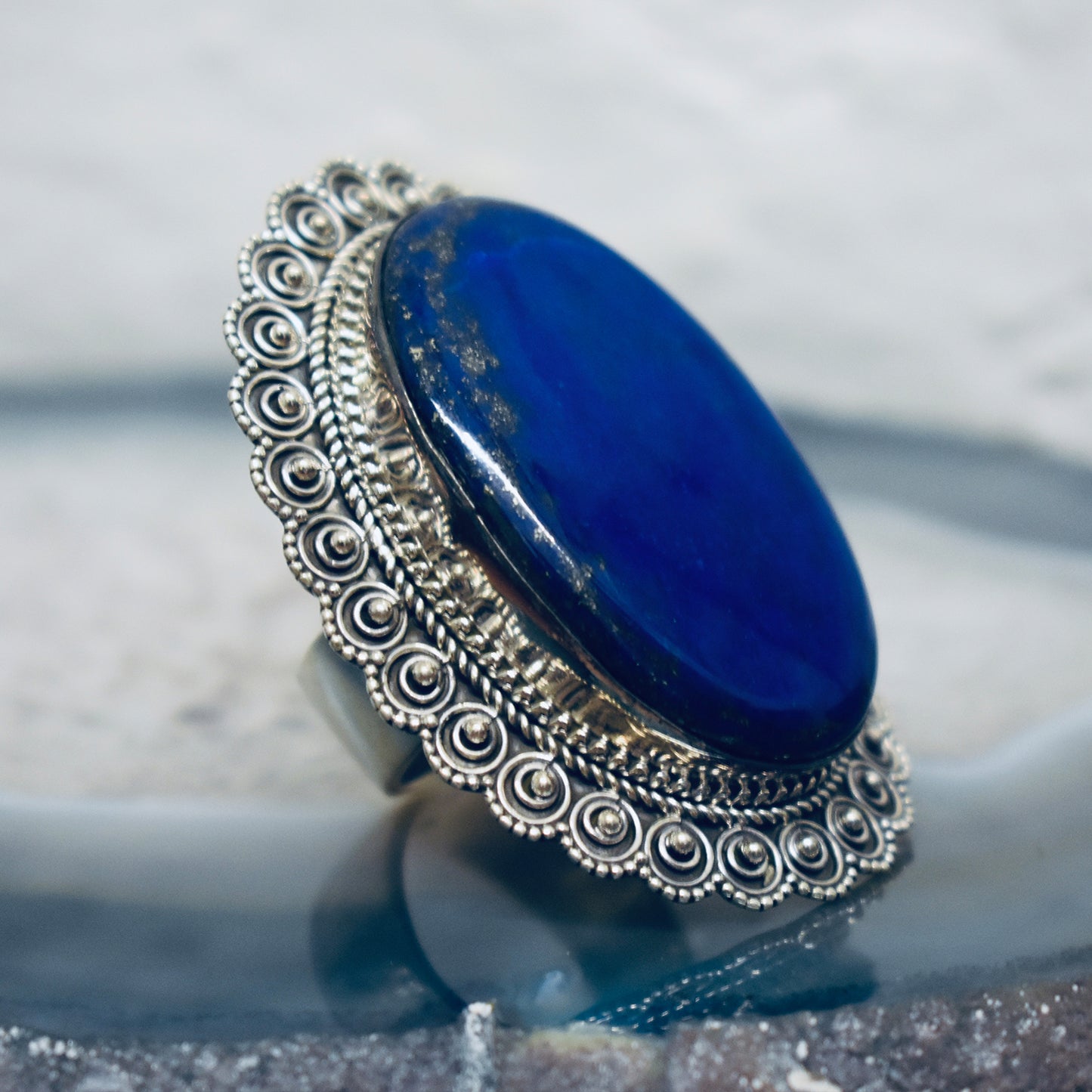 Ganesha Handicrafts, Large Lapis Ring Vintage Design, Lapis Ring, Vintage Lapis Design Ring, Women's New Trending Ring, New Model Womens Ring Collections, Women's Stylish Ring, Blue Colour Vintage Lapis Design Ring.