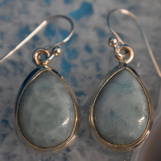 Ganesha Handicrafts, Larimar Drop Earrings (925) Sterling Silver, Drop Earrings, 925-Silver Drop Earring, Women's Trending Earrings, New Model Women's Earring.