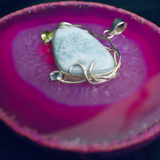 Ganesha Handicrafts, Larimar Pendant 925, Women's Trending Pendant, 925-Larimar Pendant, New Model Women's Pendant, Women's Modern Pendant, Fashion For Women's Pendant.