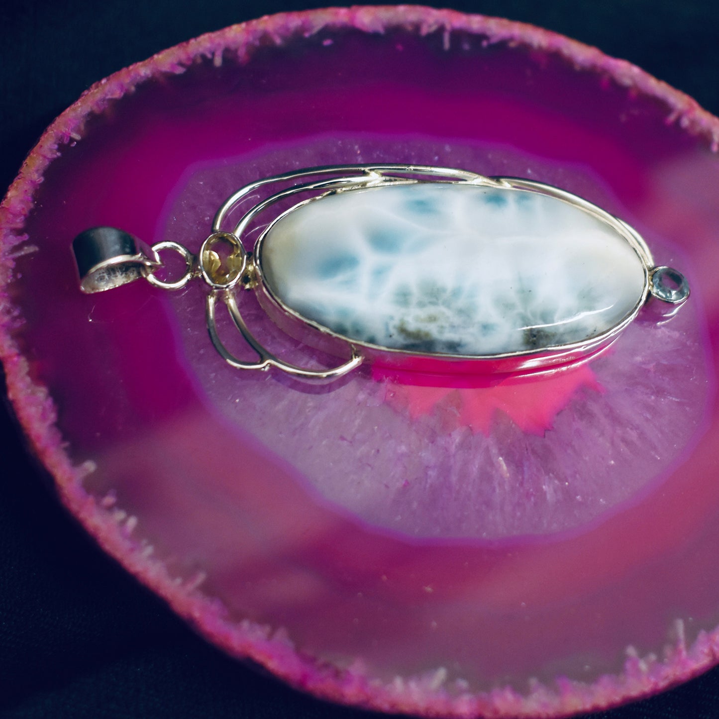 Ganesha Handicrafts, Long Larimar Pendant (925), Long Pendant, 925-Long Pendant, Womens Trending Pendant, New Model Pendant, Womens New Modern Trending Pendant.