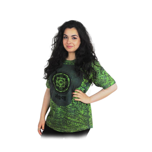 Ganesha Handicrafts- Mandala Print Green Colour T-shirt, Mandala Print Green Round Neck T-shirt, Womens T-shirt, Green Colour T-shirt, Green Colour T-shirt For Women, Womens Traditionally T-shirts, Mandala Printed T-shirts, T-shirts for Womens.