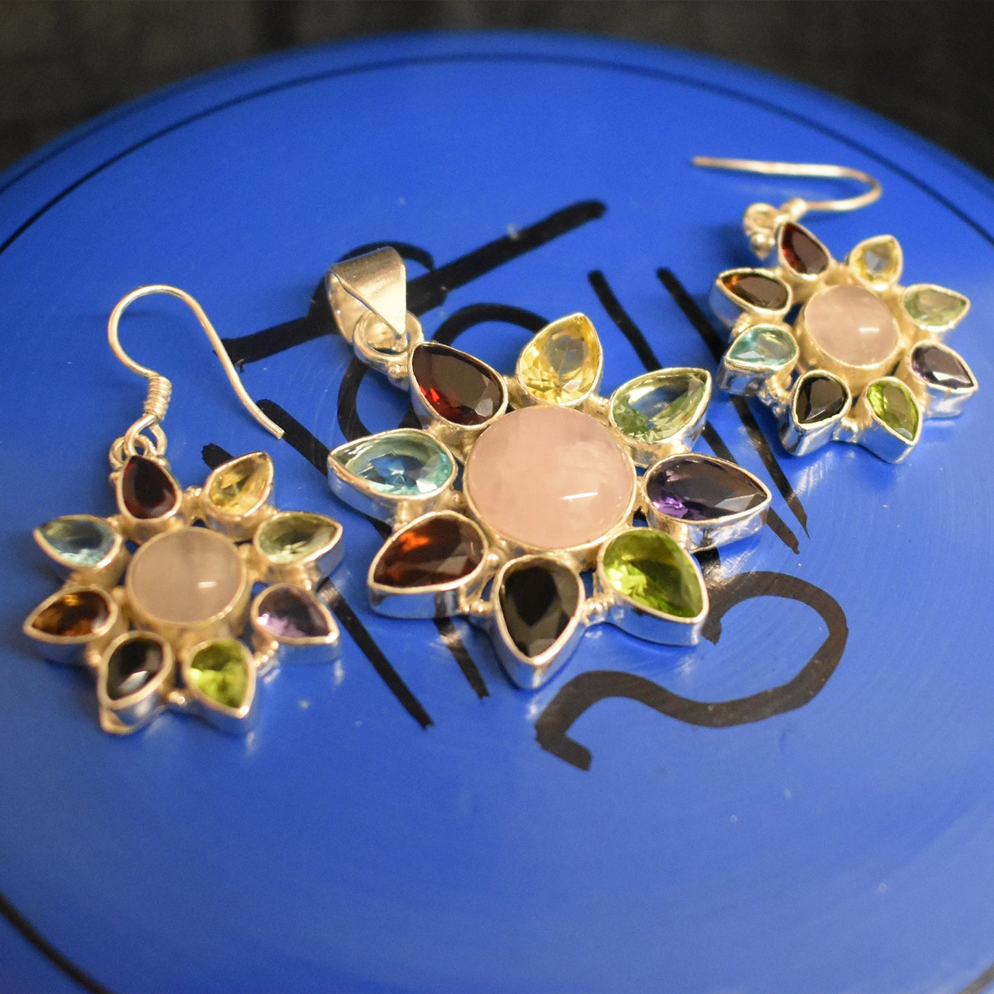 Ganesha Handicrafts, Multi-stone Set (with chain), Multi-stone chain, Women's Trending Chain, Women's New Model Chain with Stone Set.