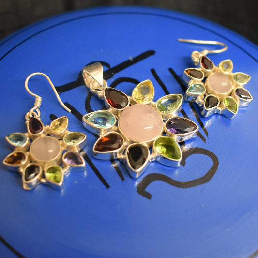 Ganesha Handicrafts, Multi-stone Set (with chain), Multi-stone chain, Women's Trending Chain, Womens New Model Chain.