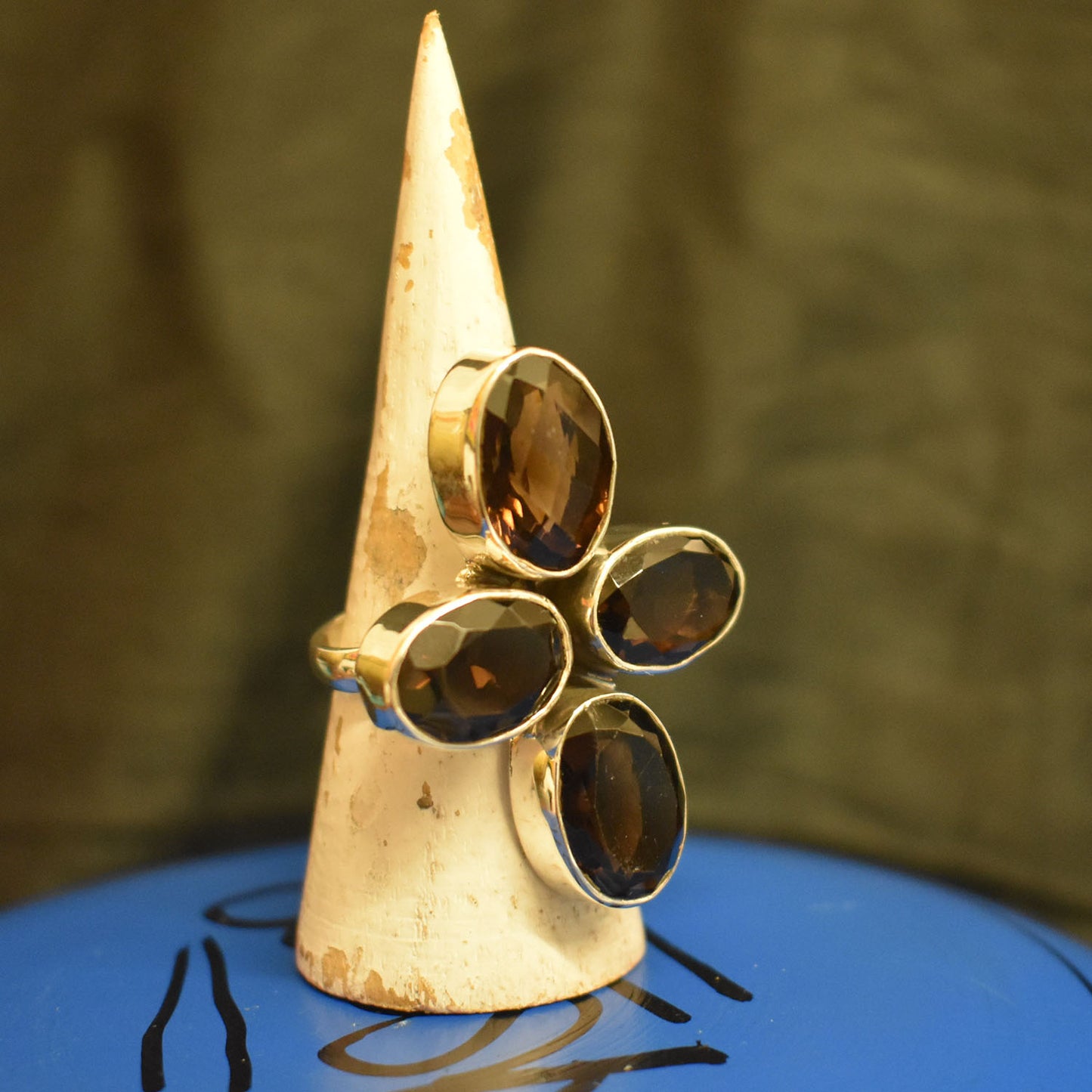 Ganesha Handicrafts, Multi Smokey Quartz, Smokey Quartz Ring, Womens Trending Ring, New Womens Model Ring, Womens Modern Ring. Womens Stylish Ring.