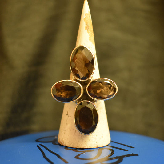 Ganesha Handicrafts, Multi Smokey Quartz, Smokey Quartz Ring, Womens Trending Ring, New Womens Model Ring, Womens Modern Ring. Womens Stylish Ring.