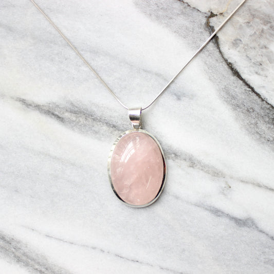 Ganesha Handicrafts, Natural Rose Quartz 925 Sterling Silver Pendant, Natural Rose Quartz, 925 Sterling Silver Pendant, Natural Rose Quartz Pendant, Women's Trending Pendant, Women's Fashion 925 Sterling Silver Pendant, Women's Traditional Pendant.