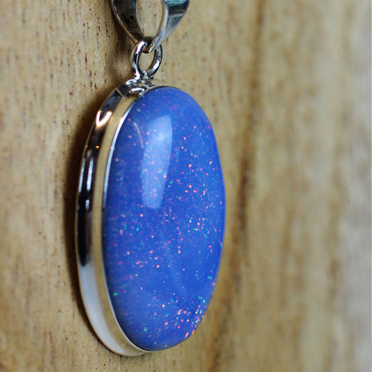 Ganesha Handicrafts, Opalite 925 Sterling Silver Oblong Pendant, 925 Sterling Silver Oblong Pendant, Silver Pendant, Women's Trending Pendant, Women's Traditional Pendant, Women's Modern Silver Pendant.