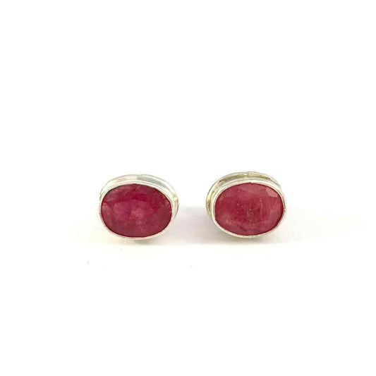 Ganesha handicrafts, Ruby Stud Earrings | 925 Sterling Silver, 925-Ruby Stud Silver Earrings, Womens Trending Earring, New Model Stud Earring, Womens Fashion Earring.