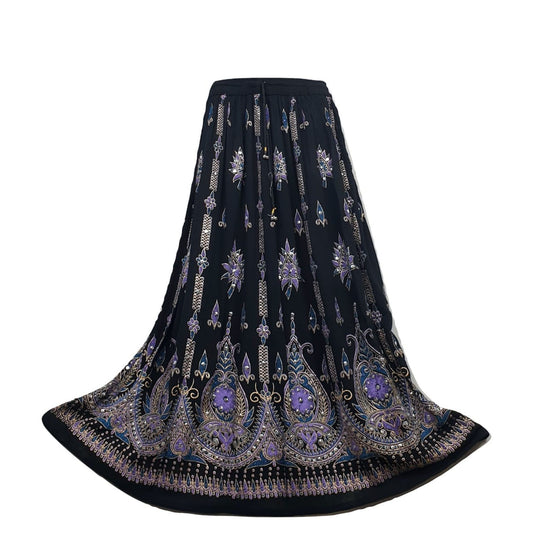 Ganesha Handicrafts-Sequin Skirt Long Dark Shades, Womens Sequin Skirt Long Dark Shades, Women's Fashion Sequin Skirts, Long Sequin Skirts, Black Colour Sequin Skirt, Dark Shades Long Sequin Skirt.