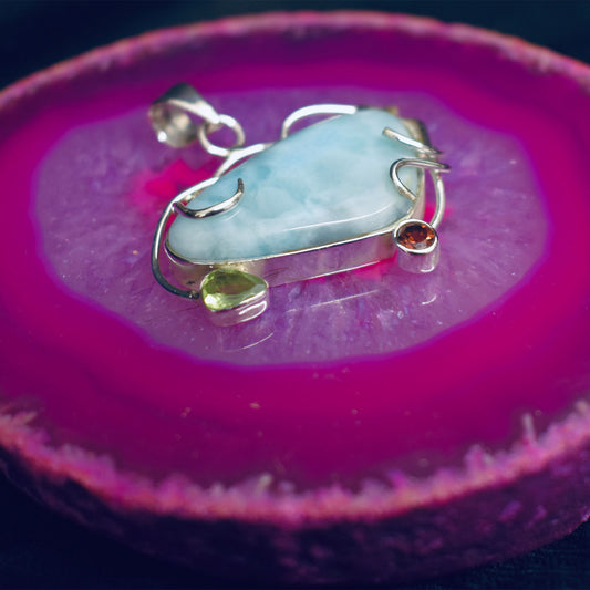 Ganesha Handicrafts Silver Larimar Pendant (925), Silver Pendant, Larimar Pendant, Silver Pendant, Larimar Pendant, Pendant (925), White Pendant (925)