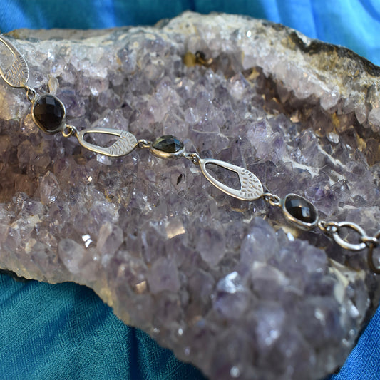 Ganesha Handicrafts, Smoked Quartz Faceted Silver Bracelet (925), Silver Bracelet, 925-Silver Bracelet, Womens trending Bracelet, Mens Trending Bracelet, New Bracelet collections List.