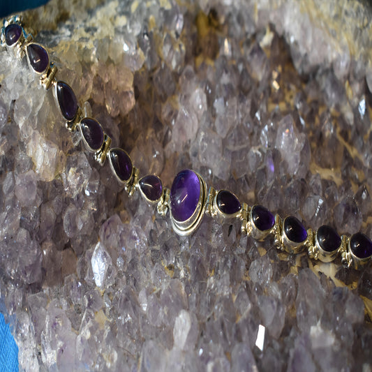 Ganesha Handicrafts, Sterling Silver Amethyst Bracelet (925), Silver Amethyst Bracelet, 925-Sterling Silver Bracelet, Amethyst Bracelet, Womens Trending Bracelet, Fashion For Women's Bracelet.