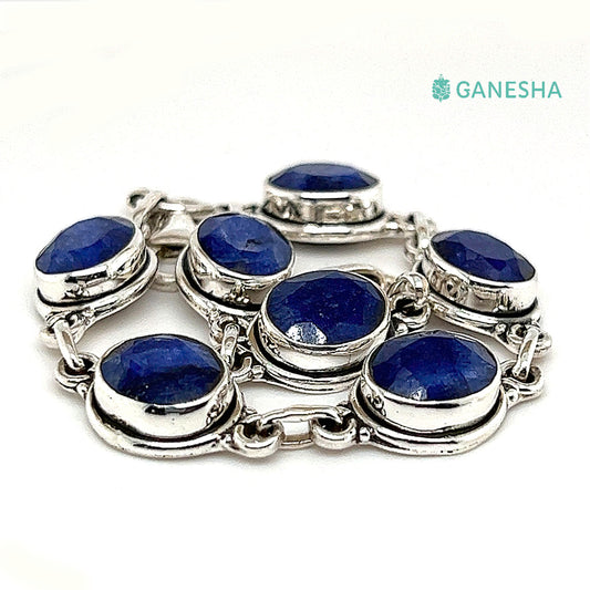 Ganesha Handicrafts, Sterling Silver Bracelet (925) Blue Sapphires, Sterling Silver Bracelet, 925 Blue Sapphires Silver Bracelet, New Trending Bracelet, Women's Bracelet.
