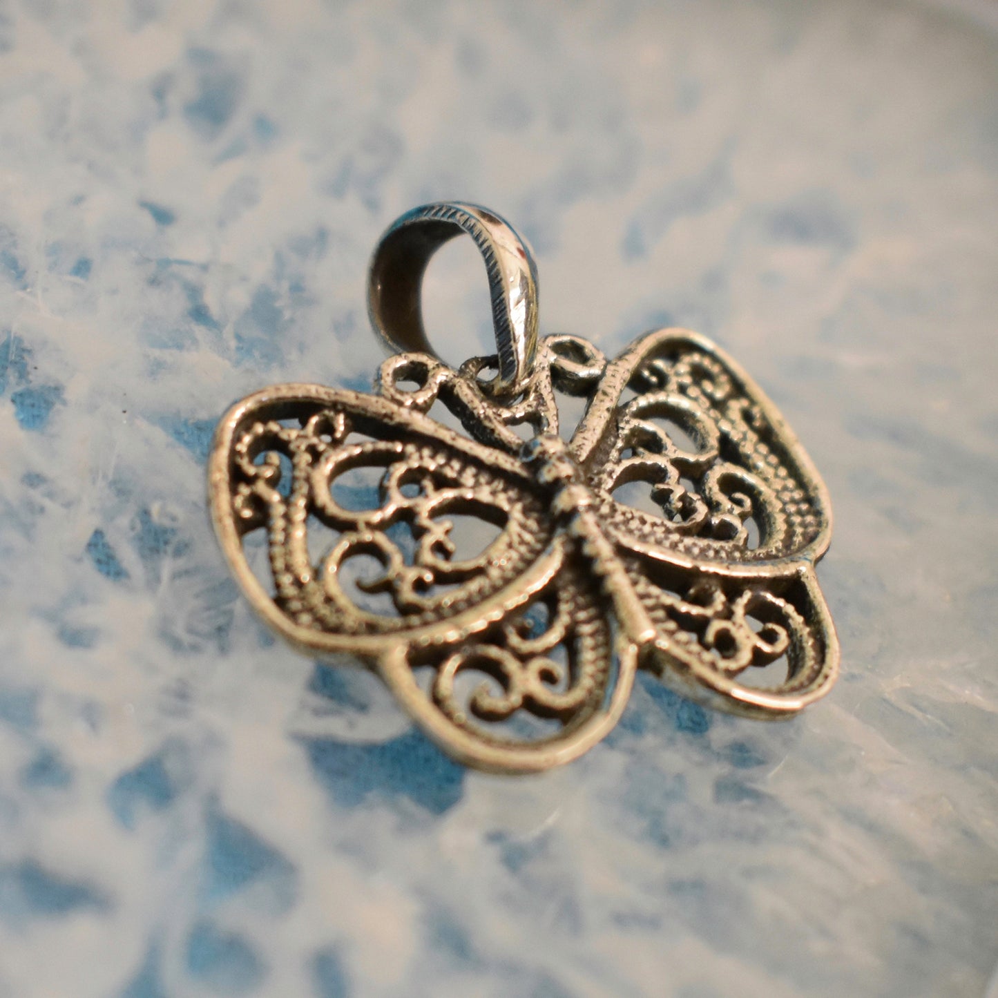 Ganesha Handicrafts, Sterling Silver Butterfly Pendant (925), Silver Butterfly Pendant, 925-Sterling Silver Pendant, Women's Trending Pendant, Modern Pendant for Women, Butterfly Model Pendant.