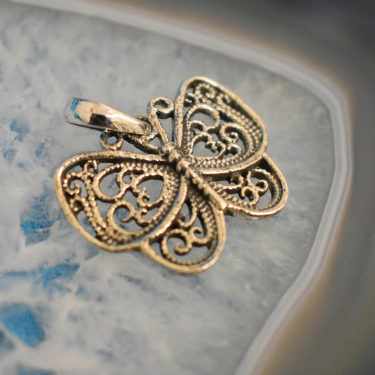 Ganesha Handicrafts, Sterling Silver Butterfly Pendant (925), Silver Butterfly Pendant, 925-Sterling Silver Pendant, Women's Trending Pendant, Modern Pendant for Women.