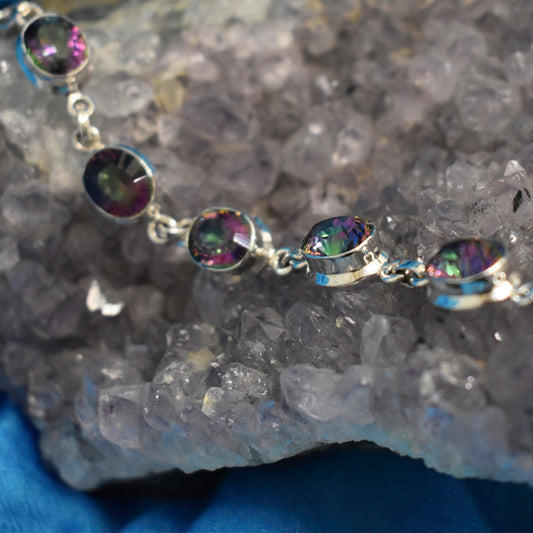 Ganesha Handicrafts, Sterling Silver Mystic Topaz Bracelet, Sterling Silver Bracelet, Sterling Silver Mystic Topaz Bracelet, Mystic Topaz Bracelet, Womens Bracelet, Womens Fashion Bracelet, Stylish Bracelet.