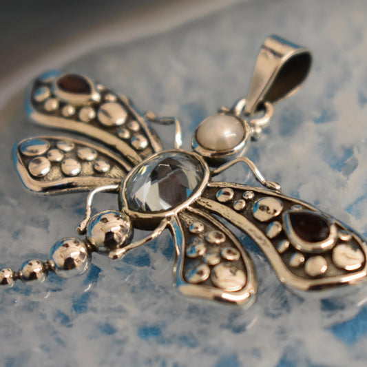 Ganesha Handicrafts, Sterling Silver Dragonfly Pendant (925), Silver Dragonfly Pendant, 925-Silver Pendant, Style Pendant, Women's New trending Pendant, Modern Pendant.
