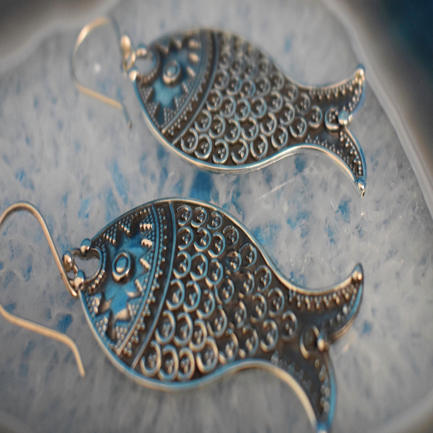 Submit Edit alt text Ganesha Handicrafts, Sterling Silver Fish Tail Earrings (925), Silver Fish Earrings, 925-Silver Earrings, Womens Trending Earrings, Fish Tail Modal earrings, Women's Fashion Stylized Earrings.
