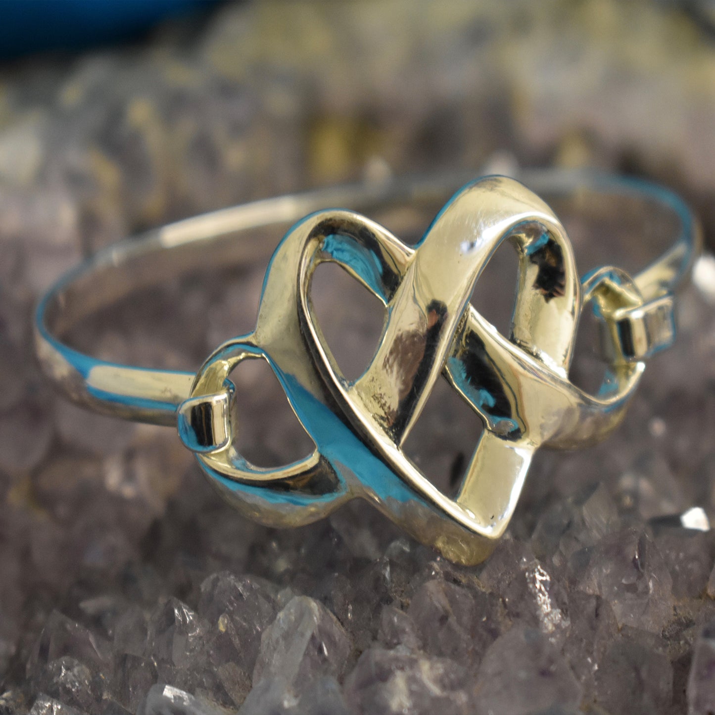 Ganesha Handicrafts, Sterling Silver Heart Knot Bangle (925), Silver Heart Knot Bangle, 925-silver Knot Bangle, Womens Trending Bangle, Womens Fashion Ring Bangle, Heart Knot Bangle.