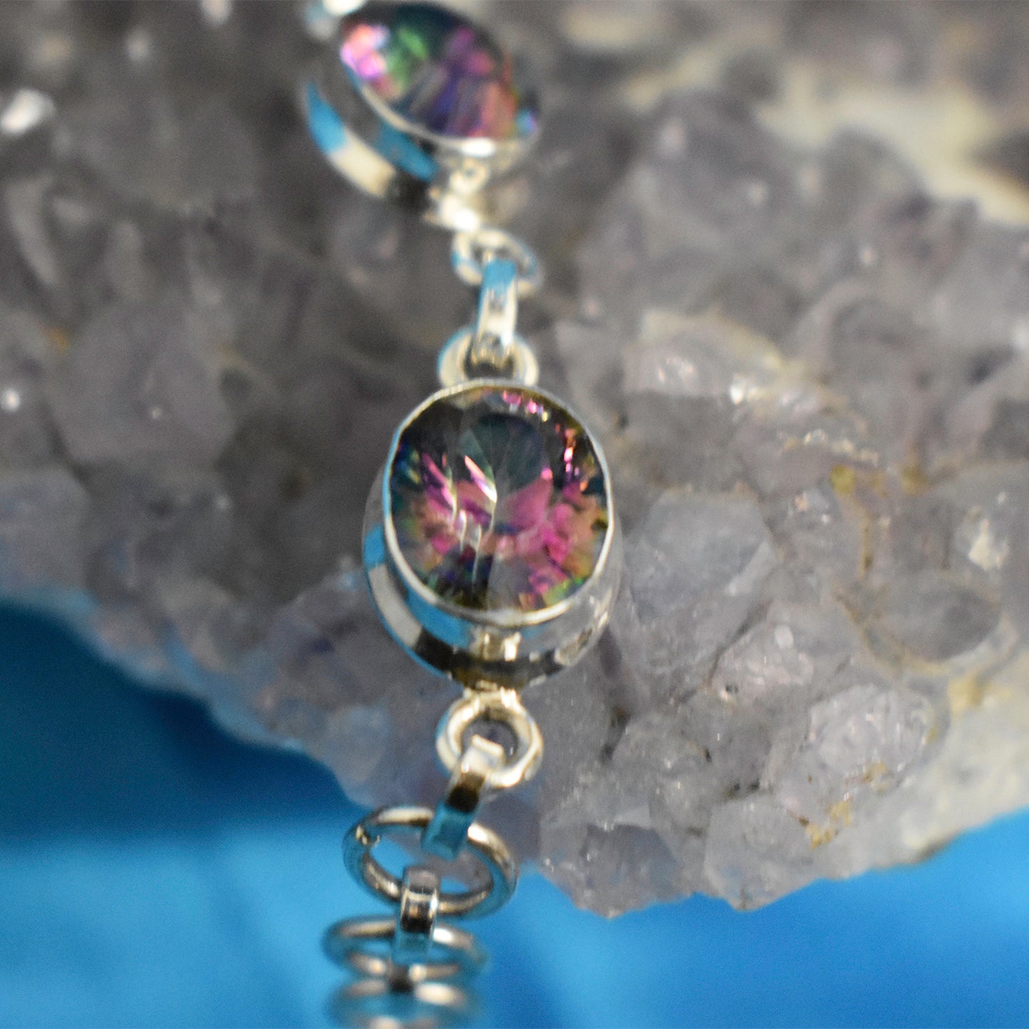 Ganesha Handicrafts, Sterling Silver Mystic Topaz Bracelet, Sterling Silver Bracelet, Sterling Silver Mystic Topaz Bracelet, Mystic Topaz Bracelet, Womens Bracelet, Womens Fashion Bracelet, Stylish Bracelet.