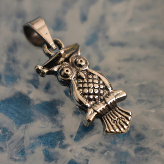 Ganesha Handicrafts, Sterling Silver Petite Owl Pendant (925), Silver Owl Pendant, 925-Sterling Silver Pendant, Women's Trending Pendant, Womens New Model Pendant, Womend Modern Pendant.
