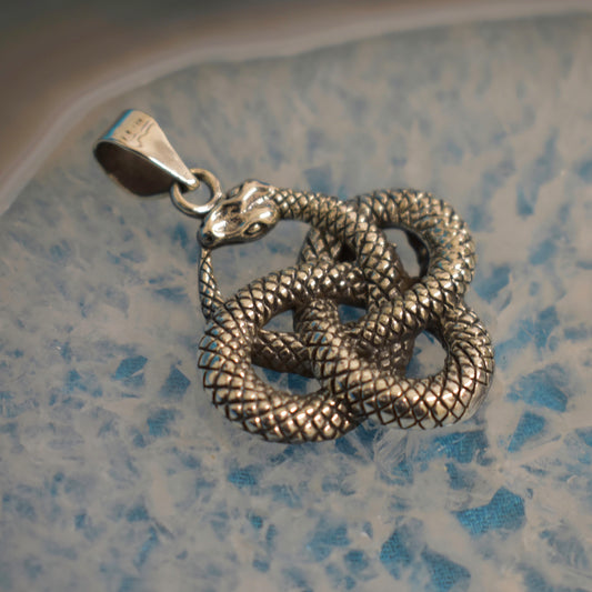 Ganesha Handicrafts, Sterling Silver Snake Knot Pendant, 925-Silver Pendant, Sterling Silver Snake Pendant, Snake Knot Silver Pendant, Bisexual Pendant, Women's Stylized Pendant, Trending Pendant.