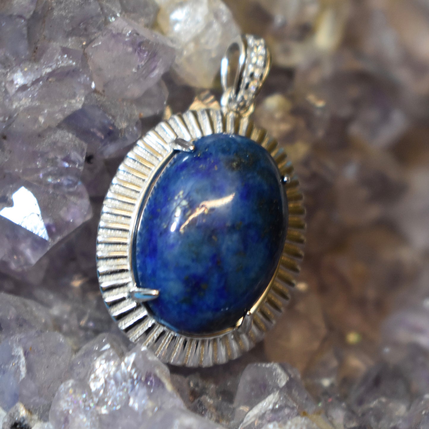 Ganesha Handicrafts, Sterling Silver Sodalite Pendant, Silver Sodalite Pendant, 925-Silver Sodalite Pendant, Women's Trending Pendant, Women's Modern Pendant.