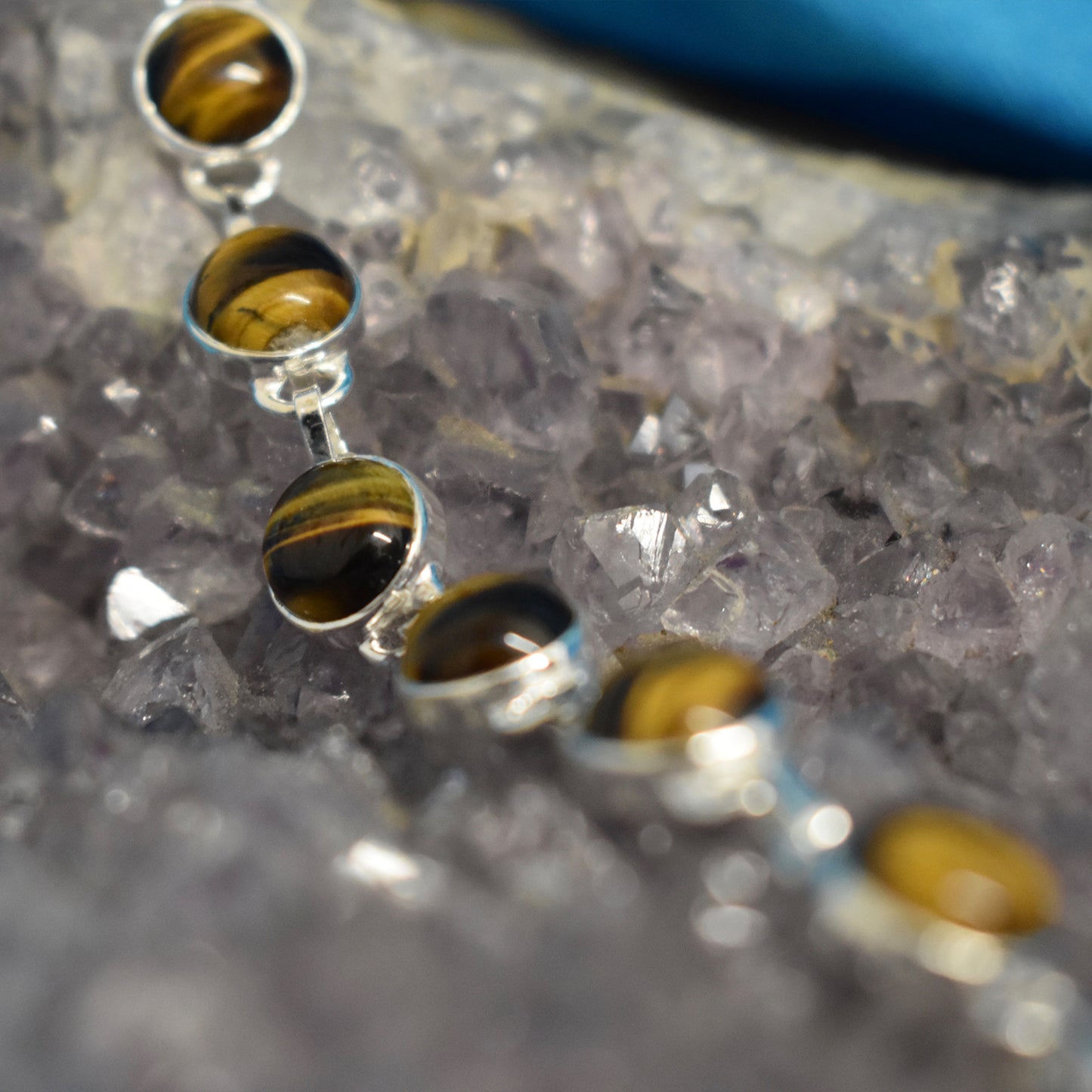 Ganesha Handicrafts, Sterling Silver Tigers Eye Bracelet, Silver Tigers Eye Bracelet, 925-Silver Tiger Eye Model Bracelet, Women's Modern Bracelet, Trending Bracelet.