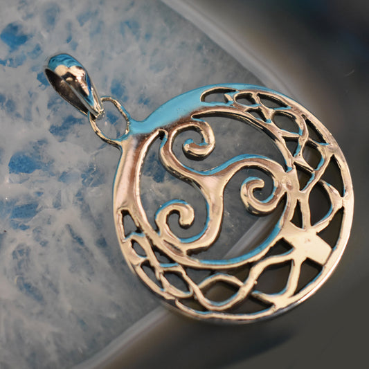 Ganesha Handicrafts, Sterling Silver Triskele Spiral (925), Sterling Silver Spiral, 925-Sterling Silver Spiral, Womens Trending Spiral, Womens New model Spiral, Women Fashion Silver Triskele Spiral.