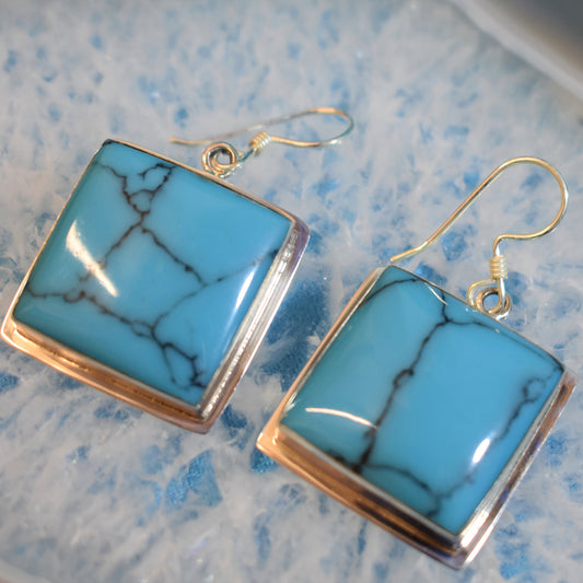 Ganesha Handicrafts, Sterling Silver Turquoise Earrings (925), Silver Earrings, 925-Silver Earring, Womens Trending Earrings, Women Fashion Earring, Turquoise Earrings, Stylish Earring.