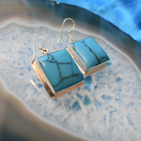 Ganesha Handicrafts, Sterling Silver Turquoise Earrings (925), Silver Earrings, 925-Silver Earring, Womens Trending Earrings, Women Fashion Earring, Turquoise Earrings, Stylish Earring.