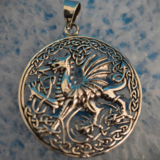 Ganesha Handicrafts, Sterling Silver Welsh Dragon Pendant (925), Silver Dragon Pendant, 925-Silver Pendant, New Trending Pendant, NO.1 Model Pendant.