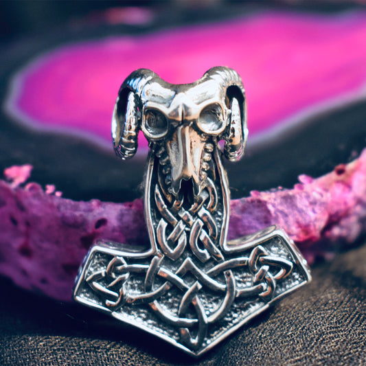 Ganesha Handicrafts, Thor Hammer Ramshead Style Pendant (925), Hammer Style Pendant, 925- Hammer Style Pendant, Women's Trending Pendant, New trending Pendant, Women's Modern Pendant, Women's New Model Pendant, Women's Fashion Pendant.